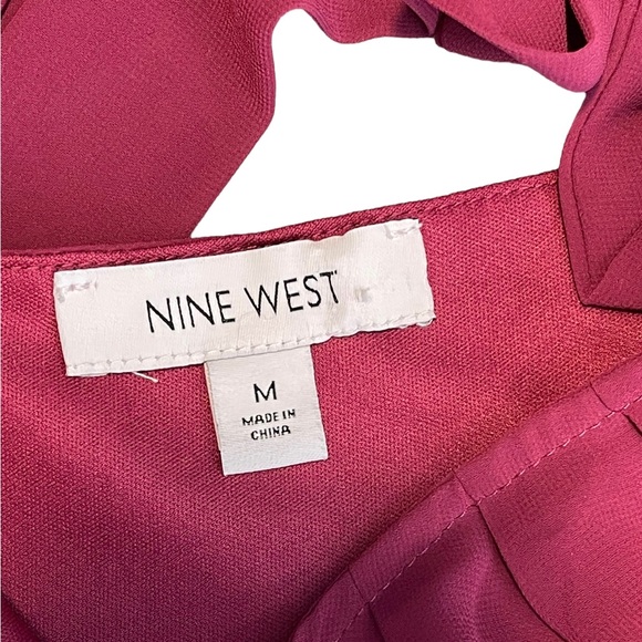 Nine West Long Sleeve Satin Ribbon Tie-Back Top Maroon Women’s Size Medium - Picture 5 of 12